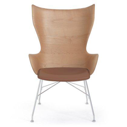 K/Wood Leather Seat Armchair Image