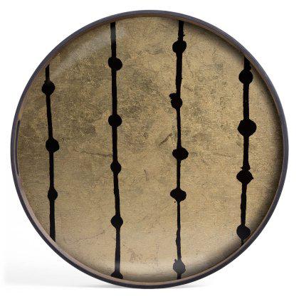 Gold Leaf Brown Dots Small Round Tray Image