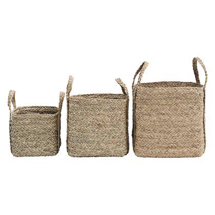 Natural Storage Basket with Handles Set of 3 Image