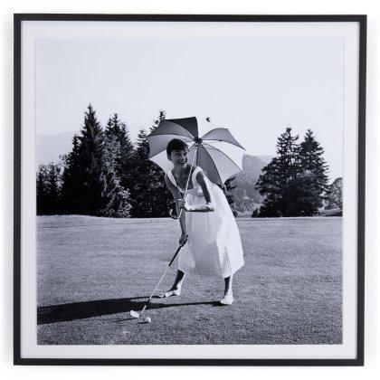 Golfing Hepburn Framed Print Image