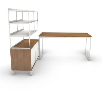Foundation WFH Desk and Credenza with Shelf Set Image