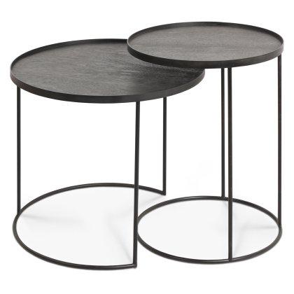 Round Small and Large Tray Side Table Set Image
