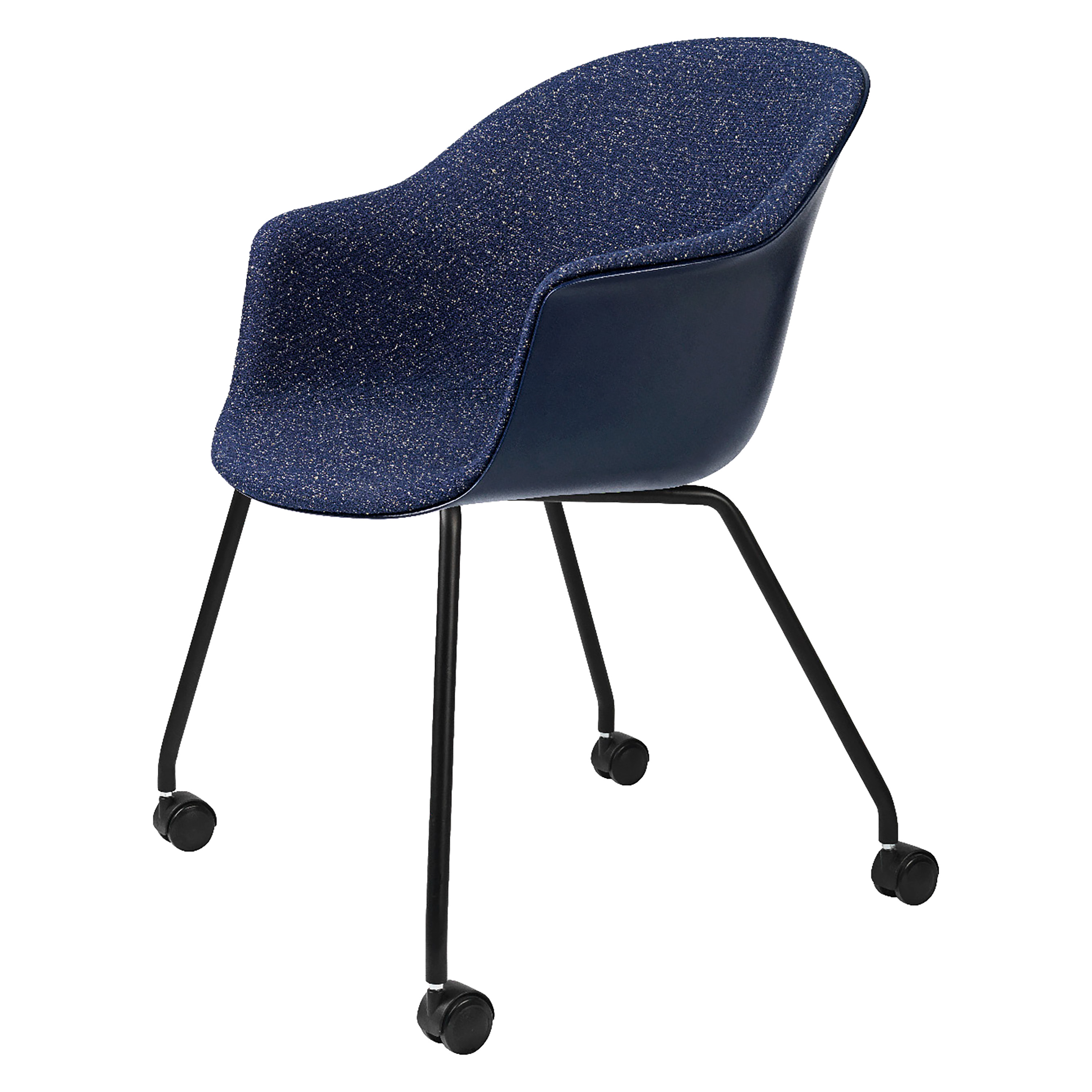 Bat Meeting Chair - Front Upholstered, 4 Legs w. Castors | Gubi | Rypen
