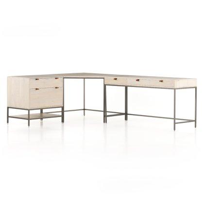 Thrace L-Shape Desk System with File Cabinet Image