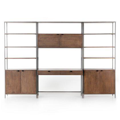 Thrace Wall Desk with Double Bookshelf Image