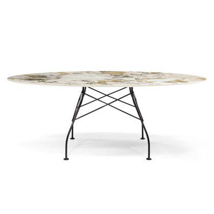 Glossy Marble Oval Table Image